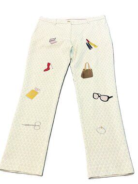 History Embroidered Straight Leg Pants Size EU42 Italy